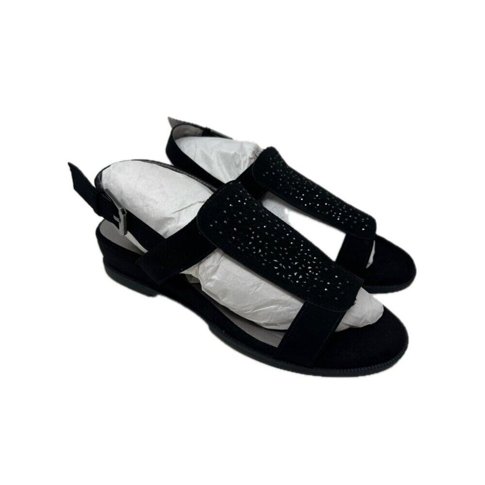 Karen Scott Rheana Black Wedge Cut-Out Slingback Sandals Shoes 8.5